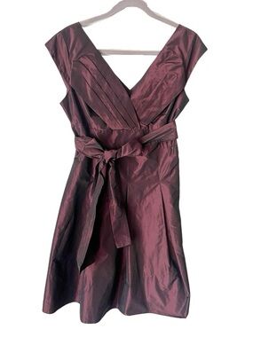 Antonio Melani Dress Women's 12 Maroon Taffeta A-Line Full Skirt Dark Romantic